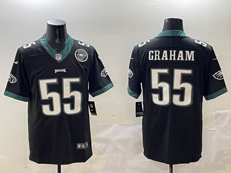 Men Philadelphia Eagles 55 Graham Black Second generations 2025 Nike Vapor Limited NFL Jersey style 3